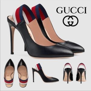 Gucci Women’s Leather Sylvie Sling-Back Pump 38 and Belt Size 80/32